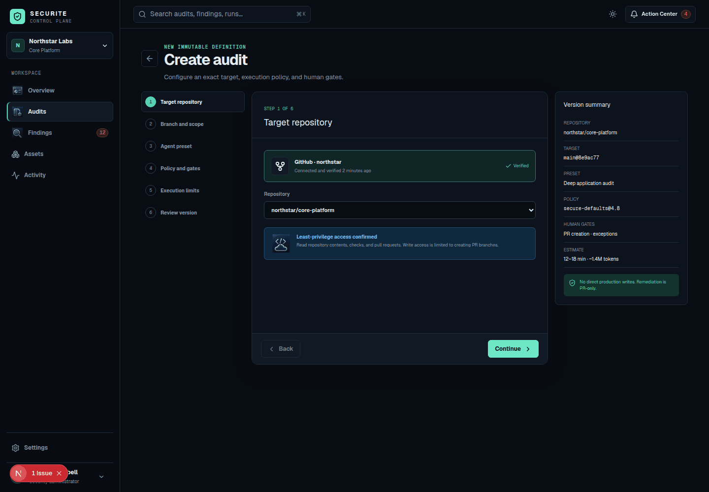 Adversa protected audit workflow